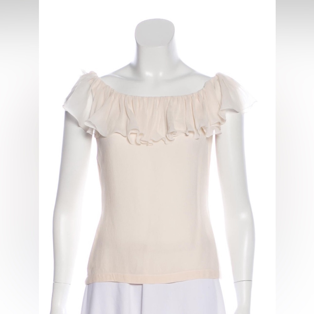 Vintage 90s Gianni Versace Silk Ruffle Top SZ 38